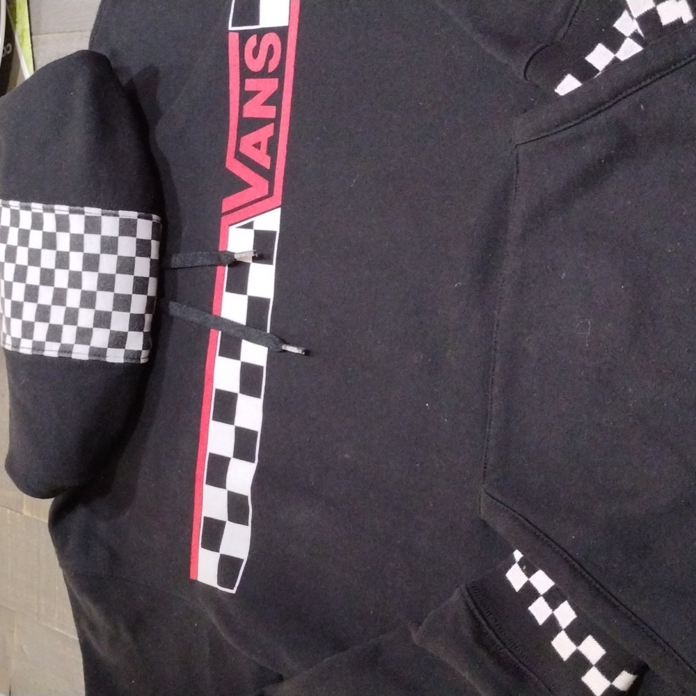 VANS BLACK CHECKER BOARD HOODIE SZ S (A BIT OVERSIZED) UNISEX